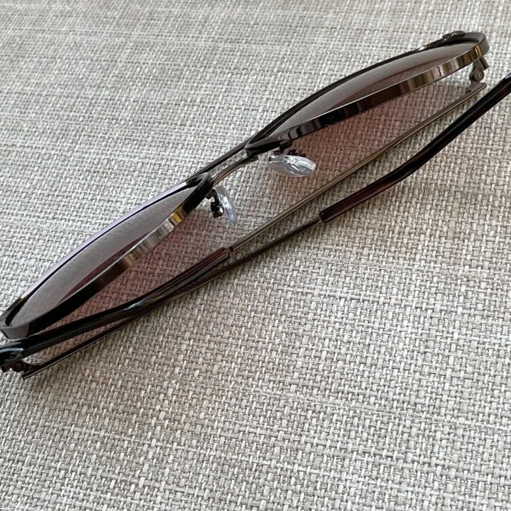 Foster Grant Men Sunglasses Polarized Eye Wear Dark Brown Metal Frame Read Desc